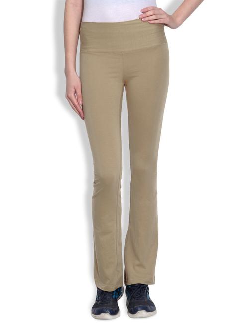 solid beige cotton spandex track pants - 9583707 - Very Small Image - 1