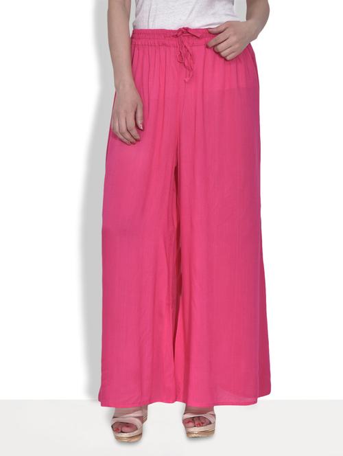 Solid Pink Rayon Palazzo - 9584203 - Very Small Image - 1