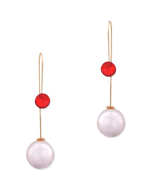 red  embellished drop earrings - 9584643 - Very Small Image - 1