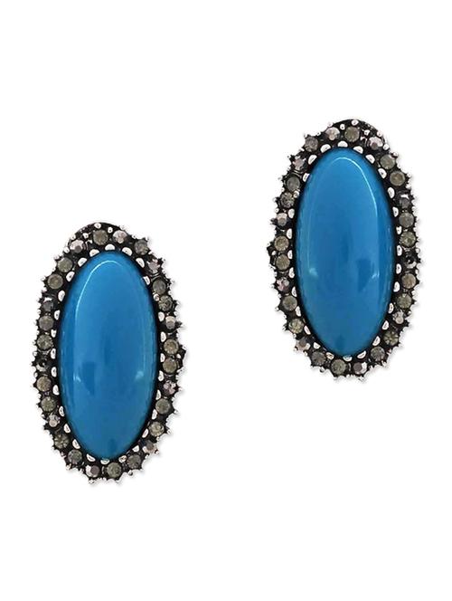 blue  embellished stud earrings - 9584797 - Very Small Image - 1