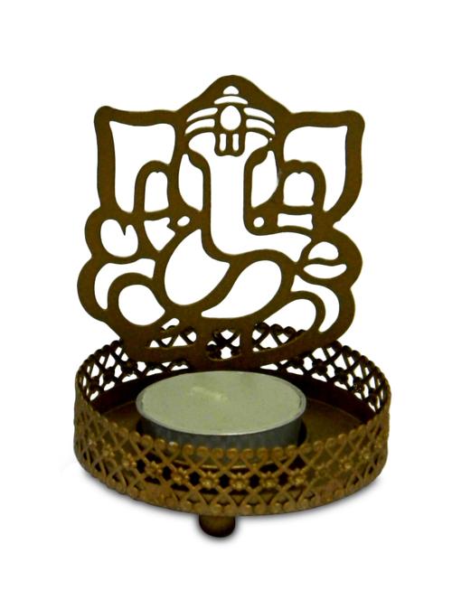 gold ganesha metallic candle holder - 9589089 - Very Small Image - 1