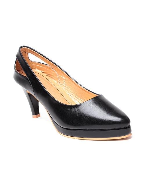 solid black pointy-toed faux leather heels - 9589630 - Very Small Image - 1