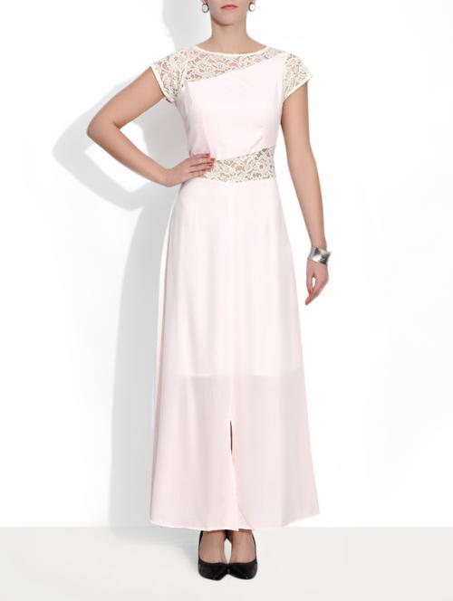 Pink Crepe Short Sleeved Maxi Dress - 9589886 - Very Small Image - 1