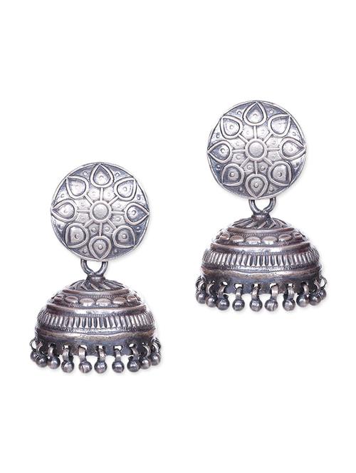 sterling silver ethnic jhumkas - 9593048 - Very Small Image - 1