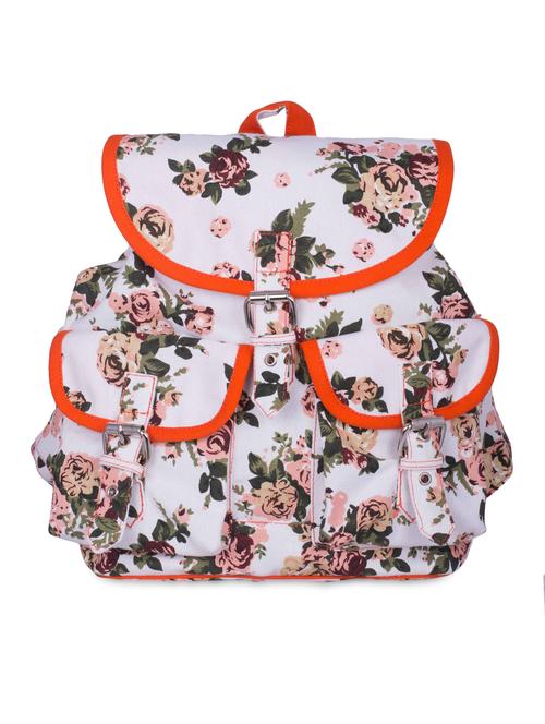 white floral printed canvas backpack - 9594075 - Very Small Image - 1
