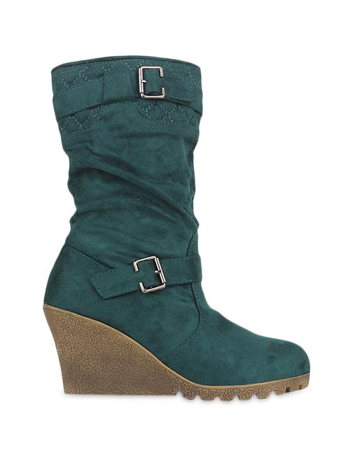 solid green faux leather boots - 9594185 - Very Small Image - 1