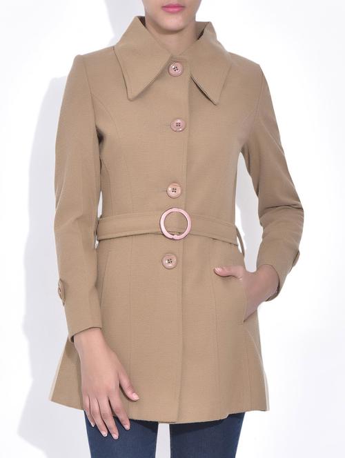 beige full sleeves woolen jacket - 9594444 - Very Small Image - 1