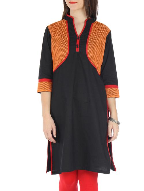 black cotton net kurti - 9595770 - Very Small Image - 1