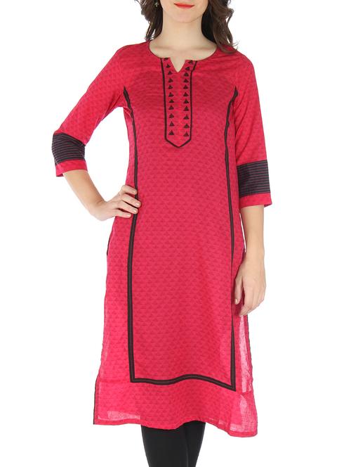 pink and black cotton printed kurti - 9595790 - Very Small Image - 1