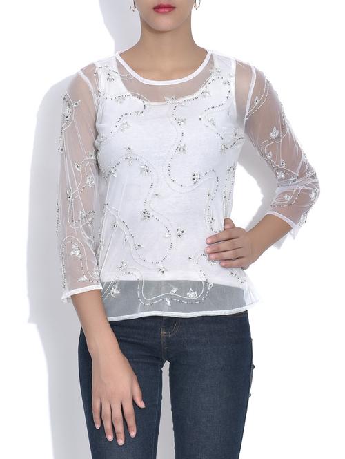 white embellished top - 9597574 - Very Small Image - 1