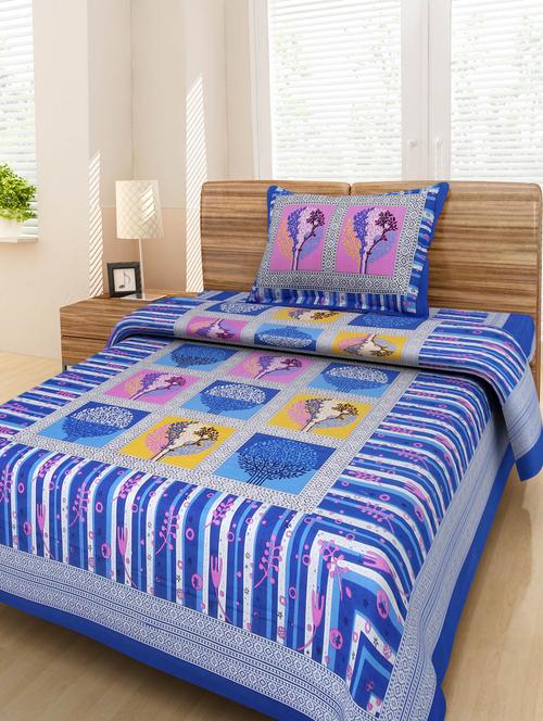 chokor jaipuri cotton multi color floral single bedsheet - 9598411 - Very Small Image - 1