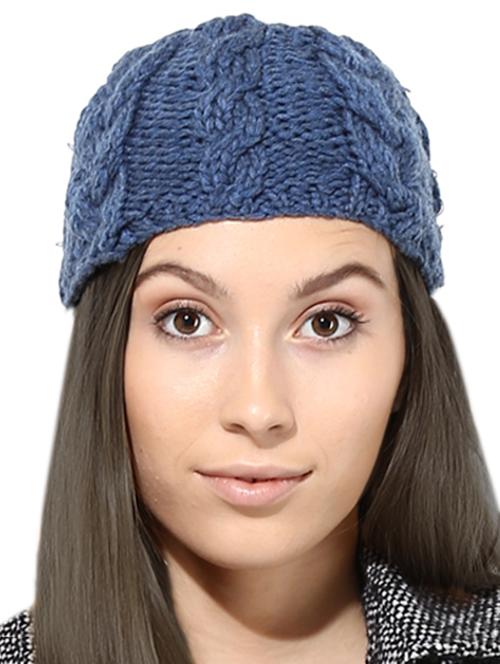 blue knitted acrylic beanie cap - 9599816 - Very Small Image - 1