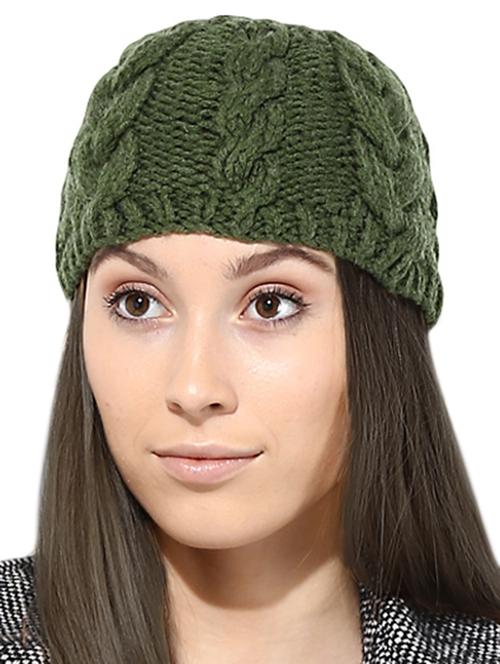 dark green knitted acrylic beanie cap - 9599818 - Very Small Image - 1