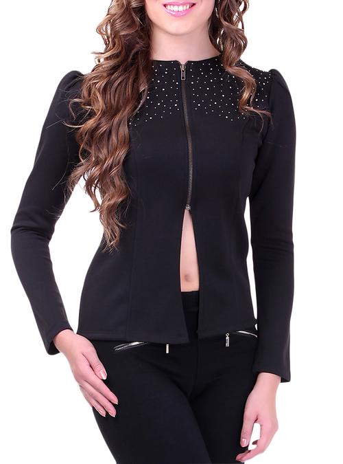 blue embellished half-zipped jacket - 9600803 - Very Small Image - 1