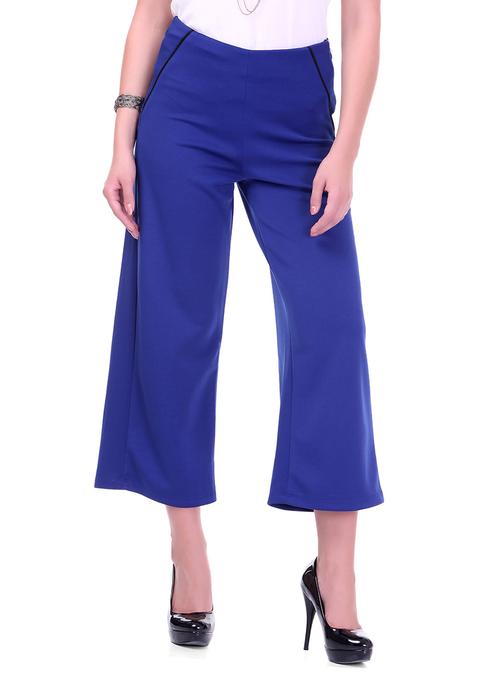 solid blue wide-leg trousers - 9600812 - Very Small Image - 1