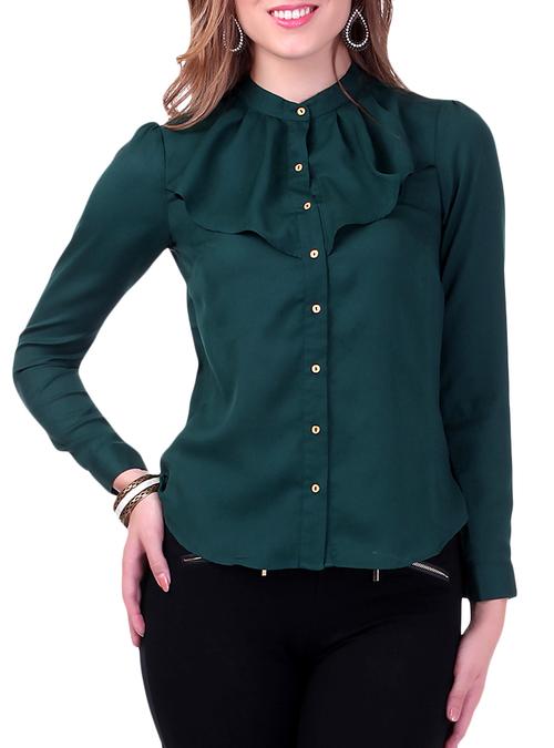 dark green frill yoke shirt - 9600817 - Very Small Image - 1