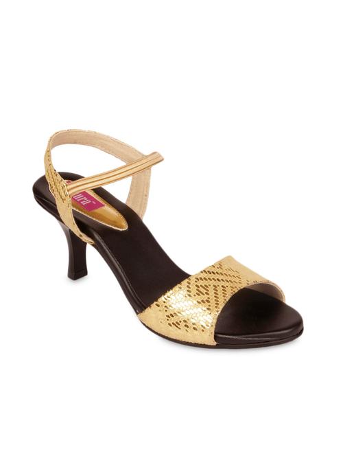 gold faux leather kitten heeled sandals - 9603320 - Very Small Image - 1