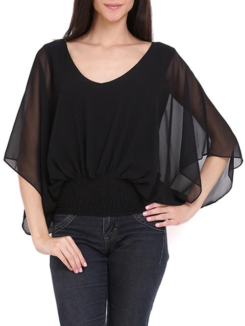 Black Butterfly Sleeve Top - 960686 - Very Small Image - 1