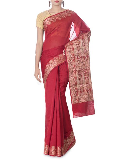 red color art silk woven  saree - 9607785 - Very Small Image - 1