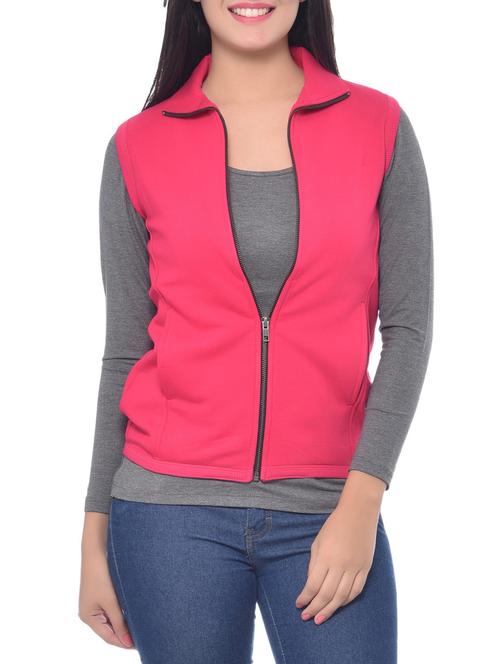 pink poly viscose spandex  sleeveless jacket - 9612208 - Very Small Image - 1