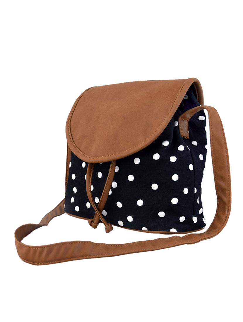 black polka dotted faux leather sling bag - 9615003 - Standard Image - 4