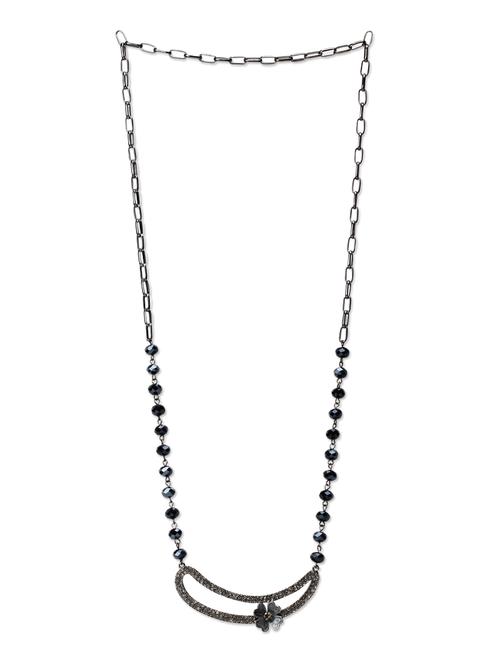 swarovski crystal embellished gunmetal pendant with chain - 9615612 - Very Small Image - 1