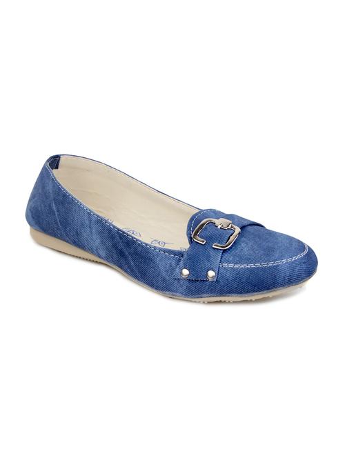 blue faux leather  round toed loafers - 9616349 - Very Small Image - 1