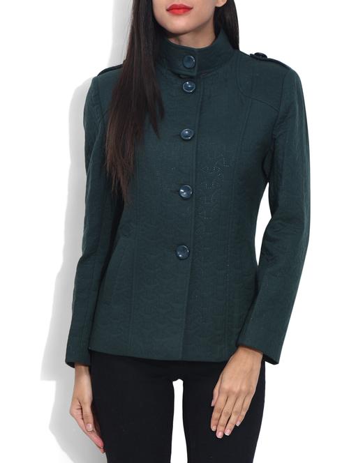 Plain Green Cotton Coat - 9620248 - Very Small Image - 1