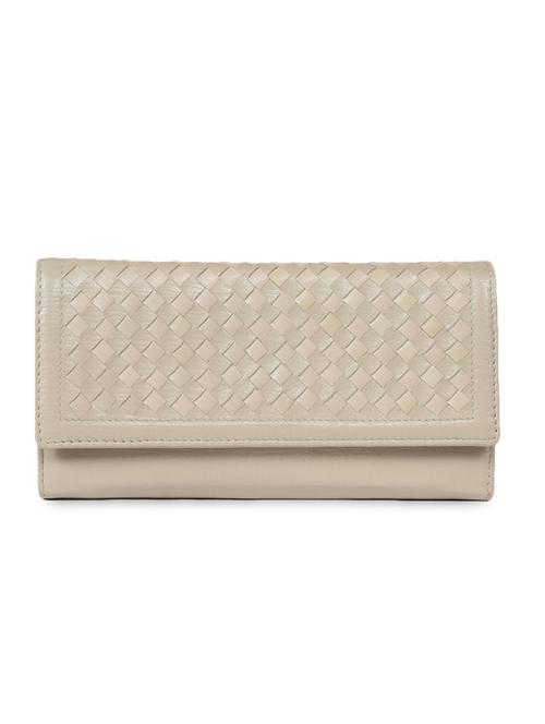 cream textured genuine leather wallet - 9621314 - Very Small Image - 1
