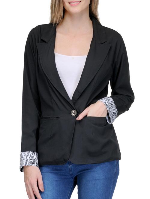 solid black blazer with cuff detailing - 9621511 - Very Small Image - 1