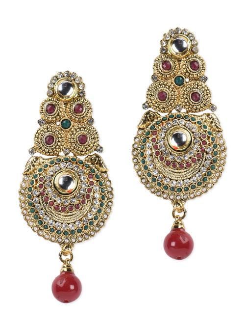 gold embellished ethnic dangler earrings - 962173 - Very Small Image - 1