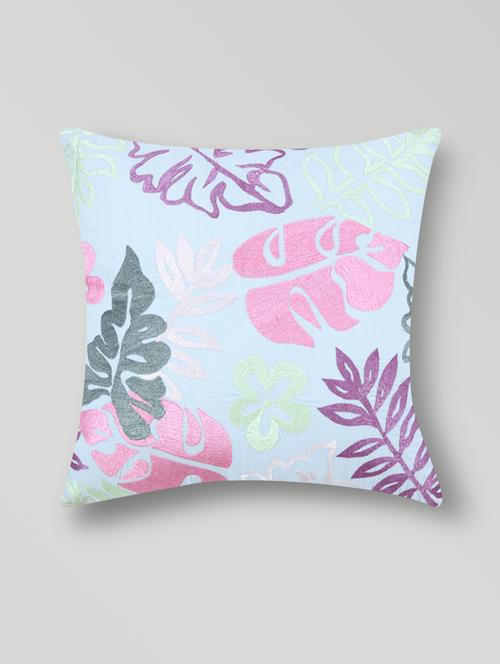 set of 2 sky blue embroidered cotton cushion covers - 9621861 - Very Small Image - 1