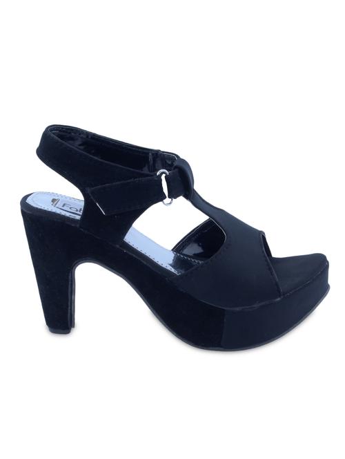 Solid Black Velvet Heels - 9624123 - Very Small Image - 1