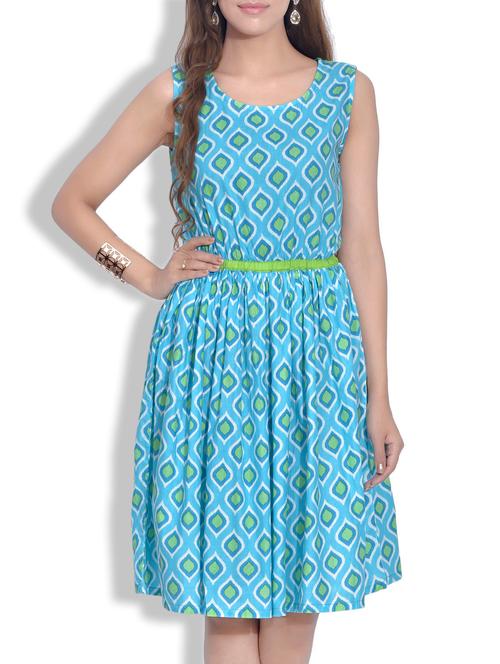 blue cotton checkered dress - 9625473 - Very Small Image - 1