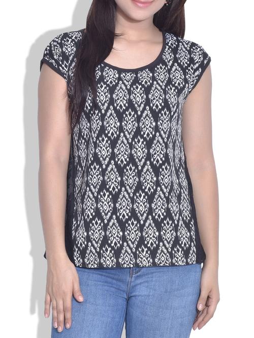black georgette printed top - 9625509 - Very Small Image - 1