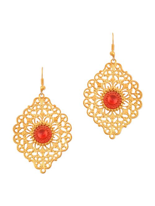 gold floral danglers - 962553 - Very Small Image - 1