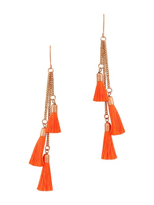 orange tasseled earrings - 962559 - Very Small Image - 1