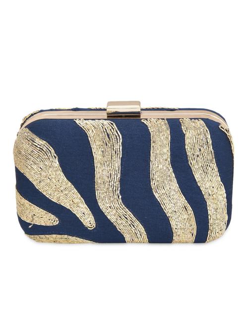 blue and gold embroidered clutch - 9626420 - Very Small Image - 1
