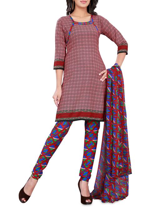 pink crepe printed unstitched suit - 9628622 - Very Small Image - 1