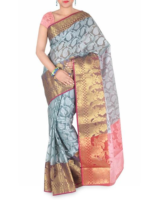 banarasi silk saree - 9630429 - Very Small Image - 1