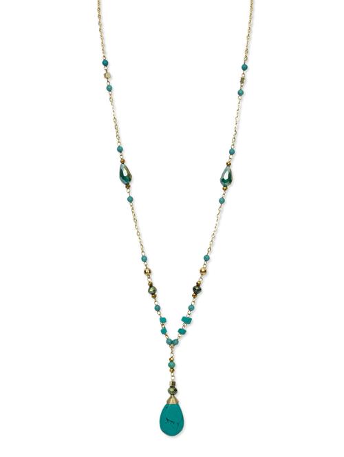 green brass studded long necklace - 9632801 - Very Small Image - 1