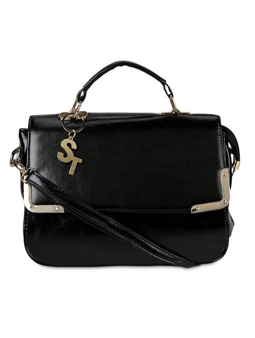 black faux leather  satchel - 9632976 - Very Small Image - 1