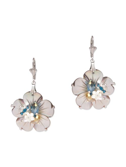 multicoloured embellished flower earrings - 9633625 - Very Small Image - 1