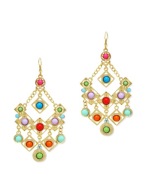 gold embellished danglers - 9633629 - Very Small Image - 1