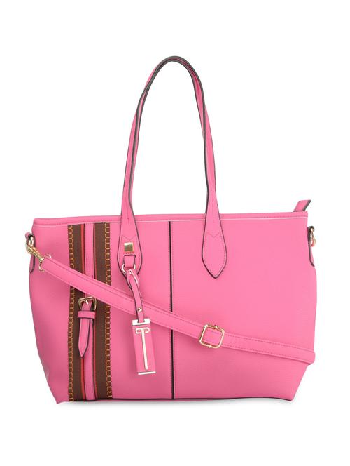 pink leatherette striped handbag - 9634099 - Very Small Image - 1