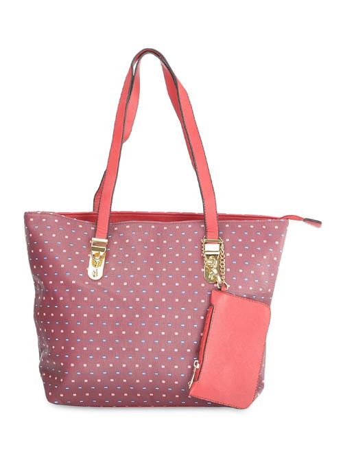 Red Leatherette Polka Dotted Handbag - 9634152 - Very Small Image - 1