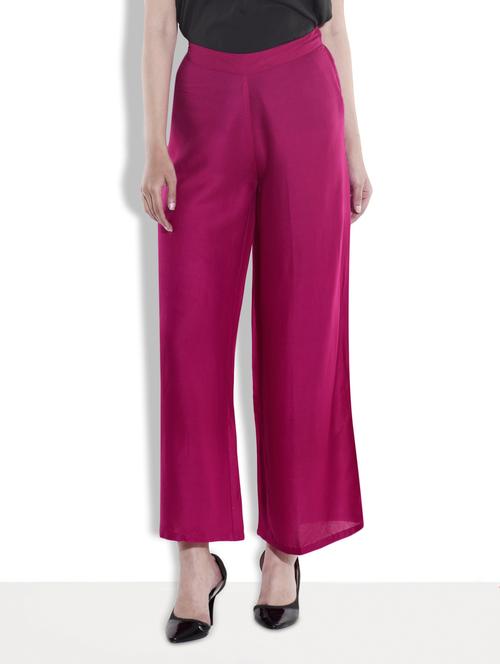 punch pink rayon palazzo pants - 9637480 - Very Small Image - 1