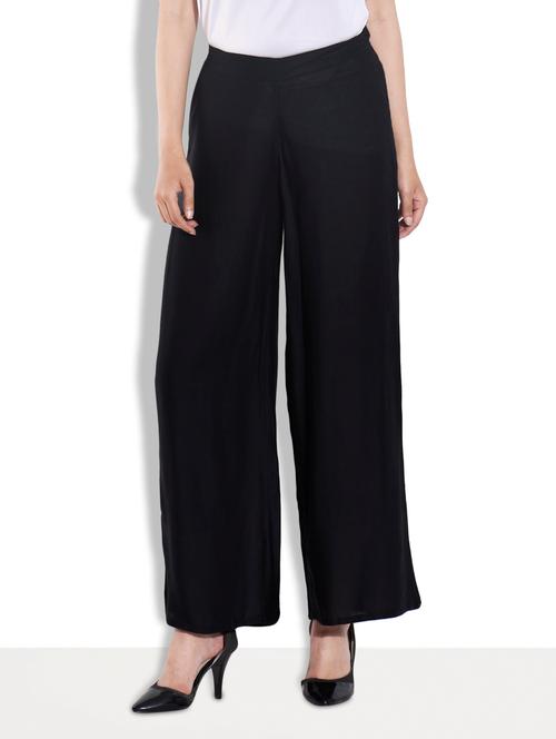 solid black rayon palazzo pants - 9637482 - Very Small Image - 1