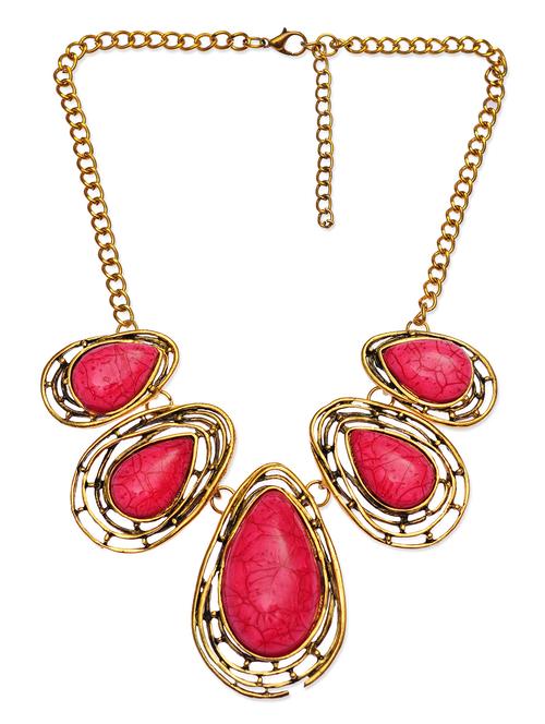 red stone embellished raindrops shaped necklace - 9640977 - Very Small Image - 1