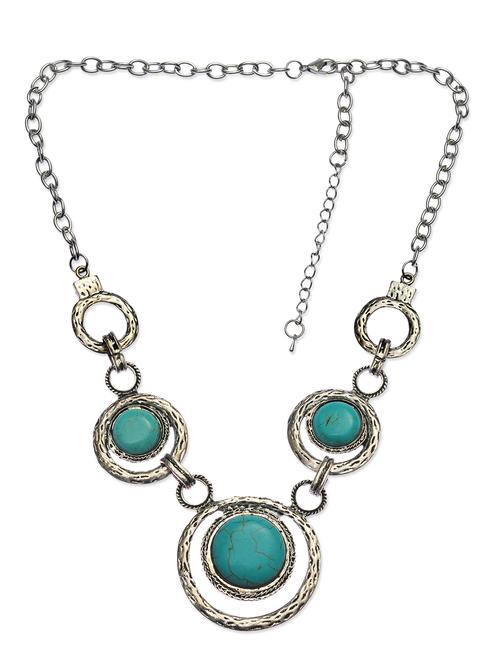 turquoise stone embellished circular interlinked necklace - 9640980 - Very Small Image - 1